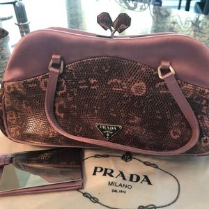 VINTAGE PRADA SILK & PYTHON EVENING BAG
